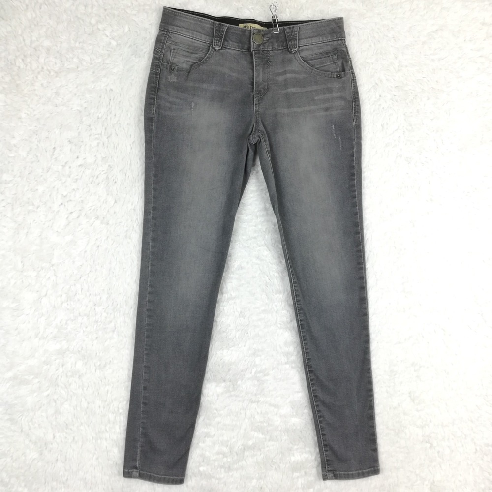Democracy Womens Jeans "Ab"solution Skinny Gray Wash Denim Mid Rise Distressed 6